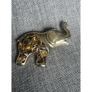 Vintage Elephant Brooch Gold Tone Rhinestone Safari Travel Y2K Retro 80’s